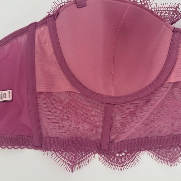Victorias Secret Dream Angels NWOT Strapless Coquette Lace Bra Magenta 34D - Picture 5 of 6